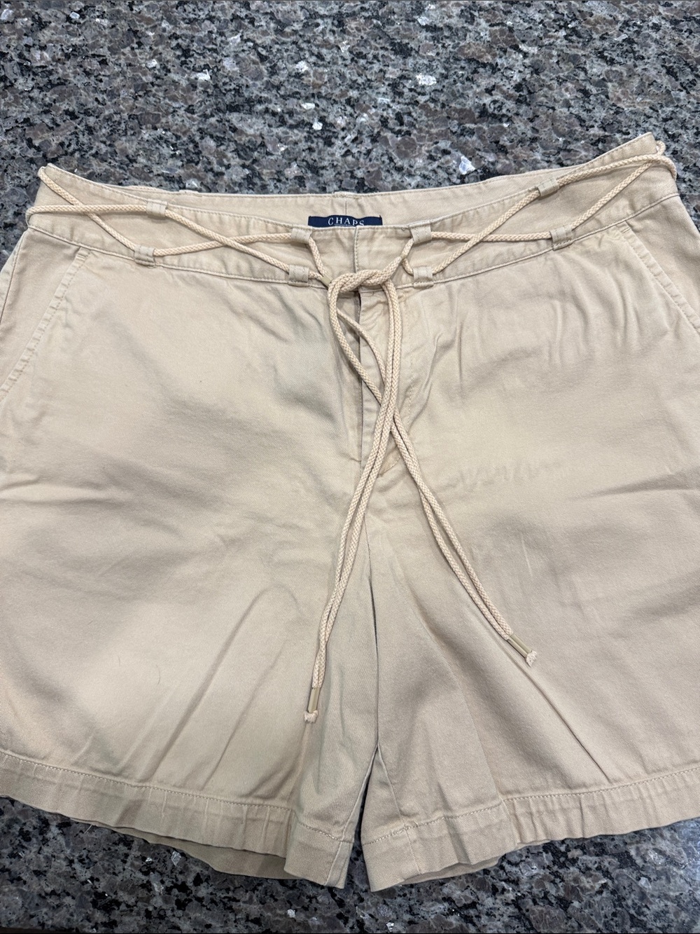 Chaps Light Beige Drawstring Casual Shorts
